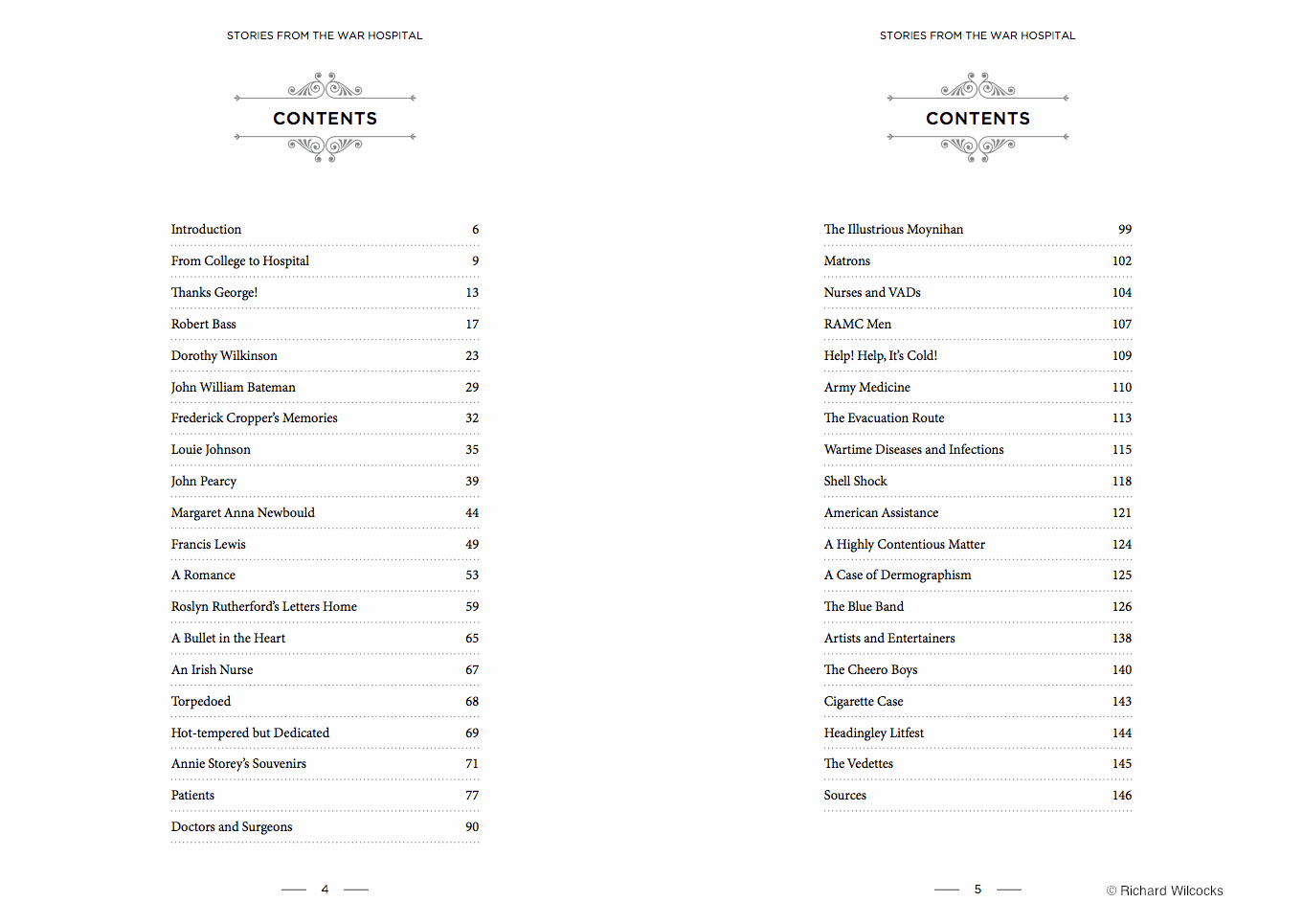 Contents pages, Stories from the War Hospital