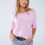 Thumbnail: Light Pink Short Sleeve Sweater With Argyle Pattern