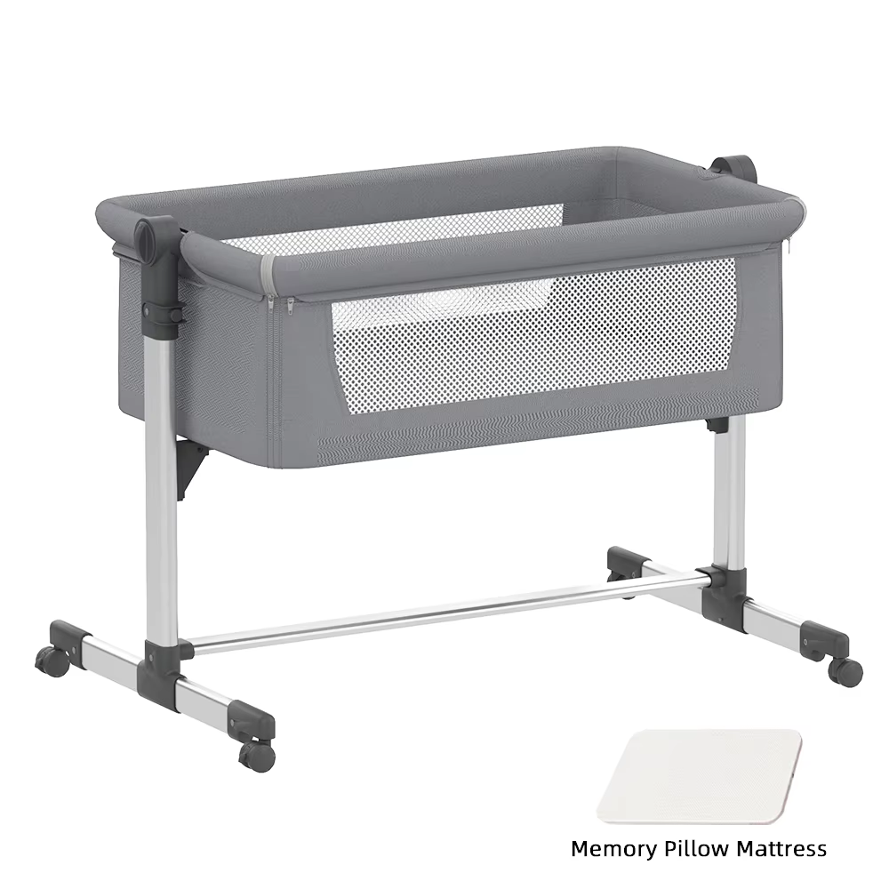 Baby Bedside Cots with Mattress,Baby Cot Portable Moving Bassinet for 0-24 Month