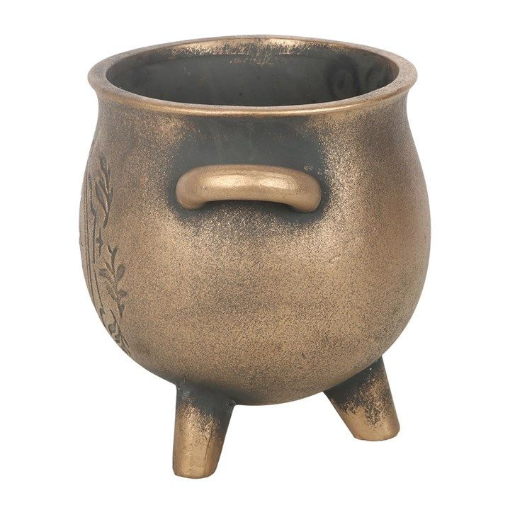 Thumbnail: Herbal Magic Bronze Effect Terracotta Cauldron Plant Pot