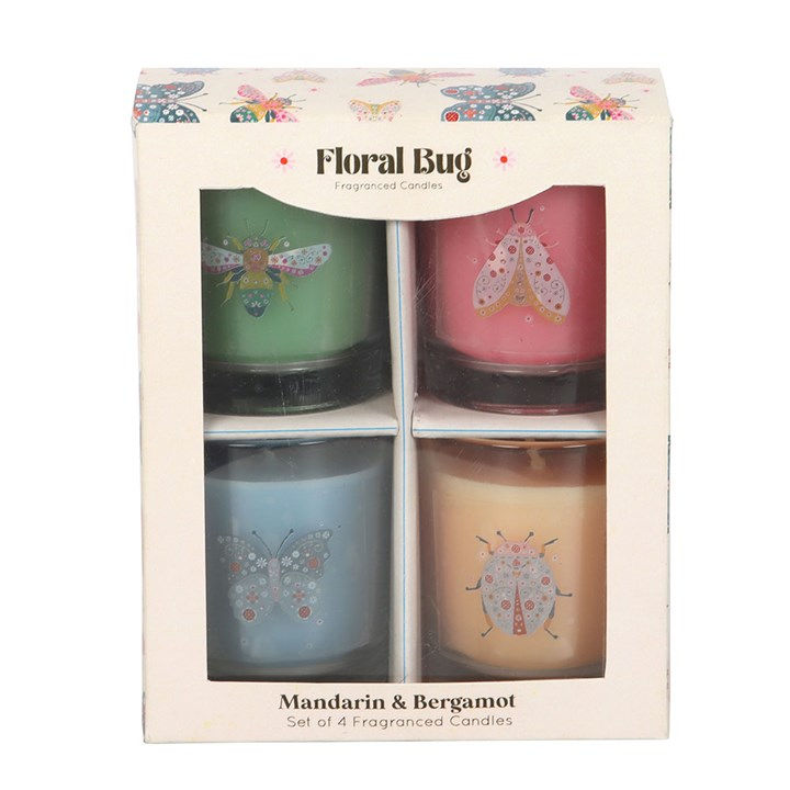 Thumbnail: Set of 4 Floral Bug Mandarin & Bergamot Candles