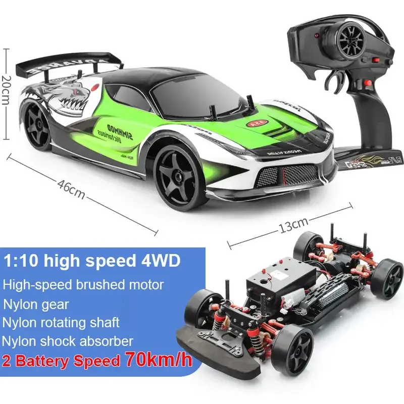 Thumbnail: 1:10 70km/H High-Speed Drift Remote Control Car 2.4G 4WD Rc Off-Road +