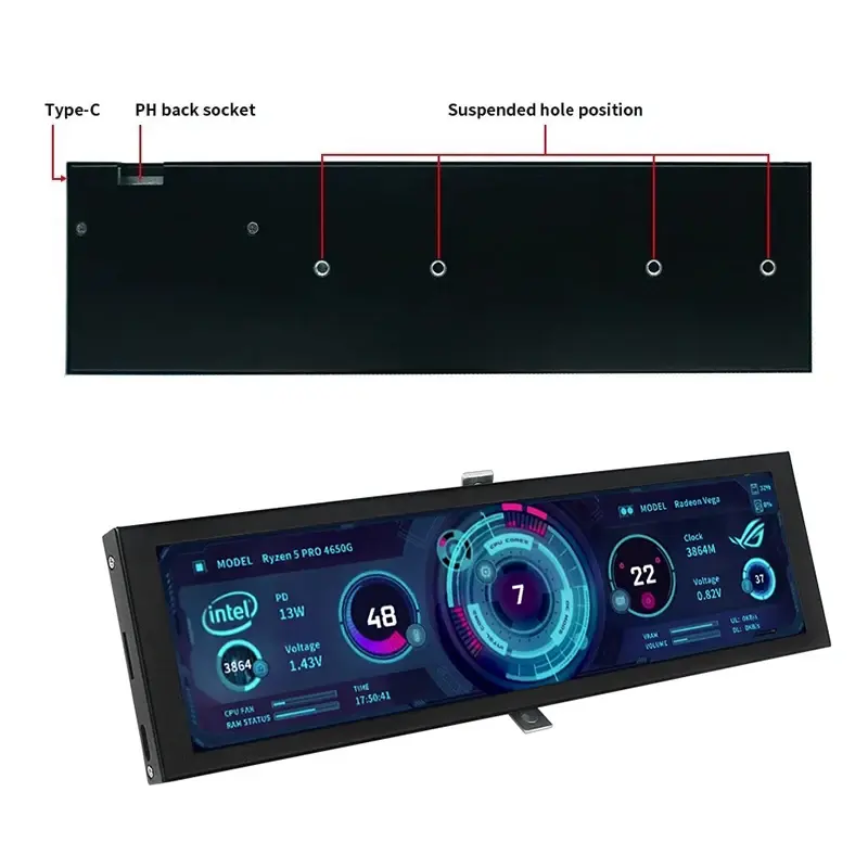 Thumbnail: 8.8 Inch IPS Secondary Screen USB Type C Connect NO HDMI-compatible