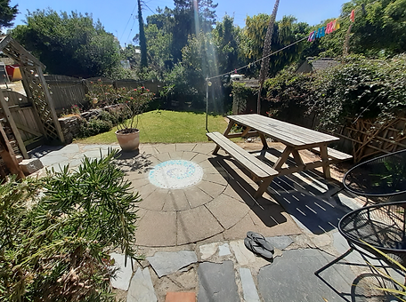 The warm, south facing, sunny patio at Churchtown Cottage