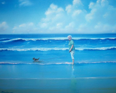 lady paddling at woolacombe beach (small)
