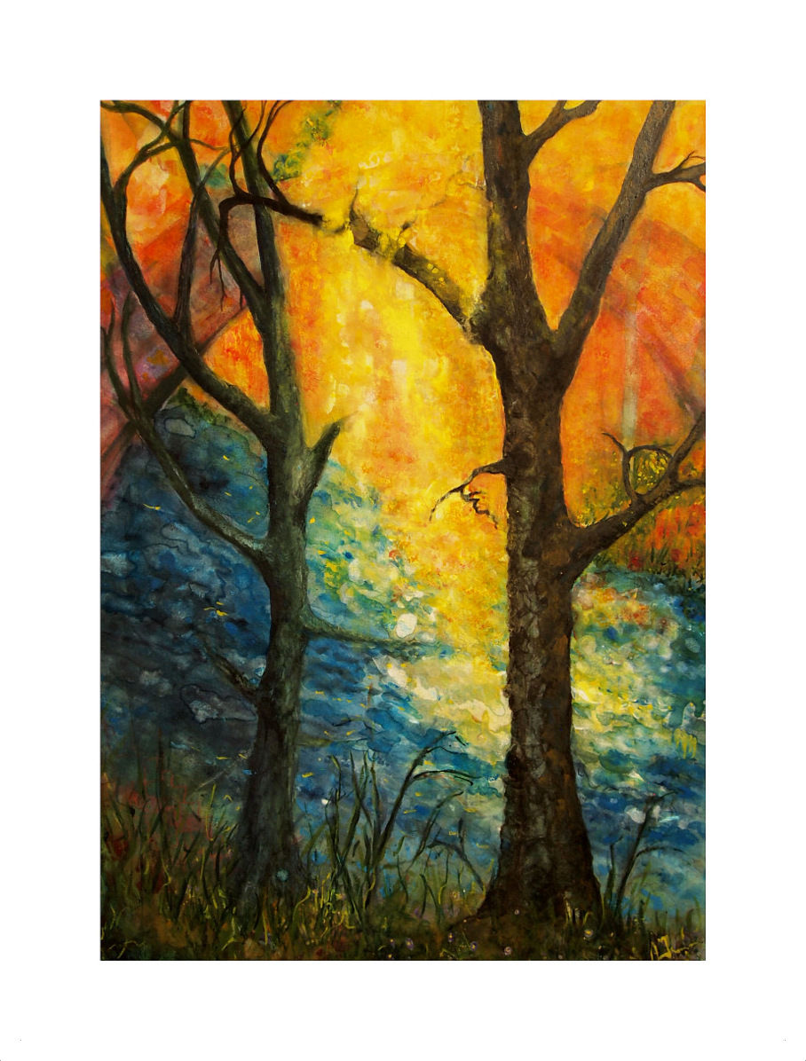 River Trees, Watercolour. Framed with True colour art glass. 84x66cm. £475