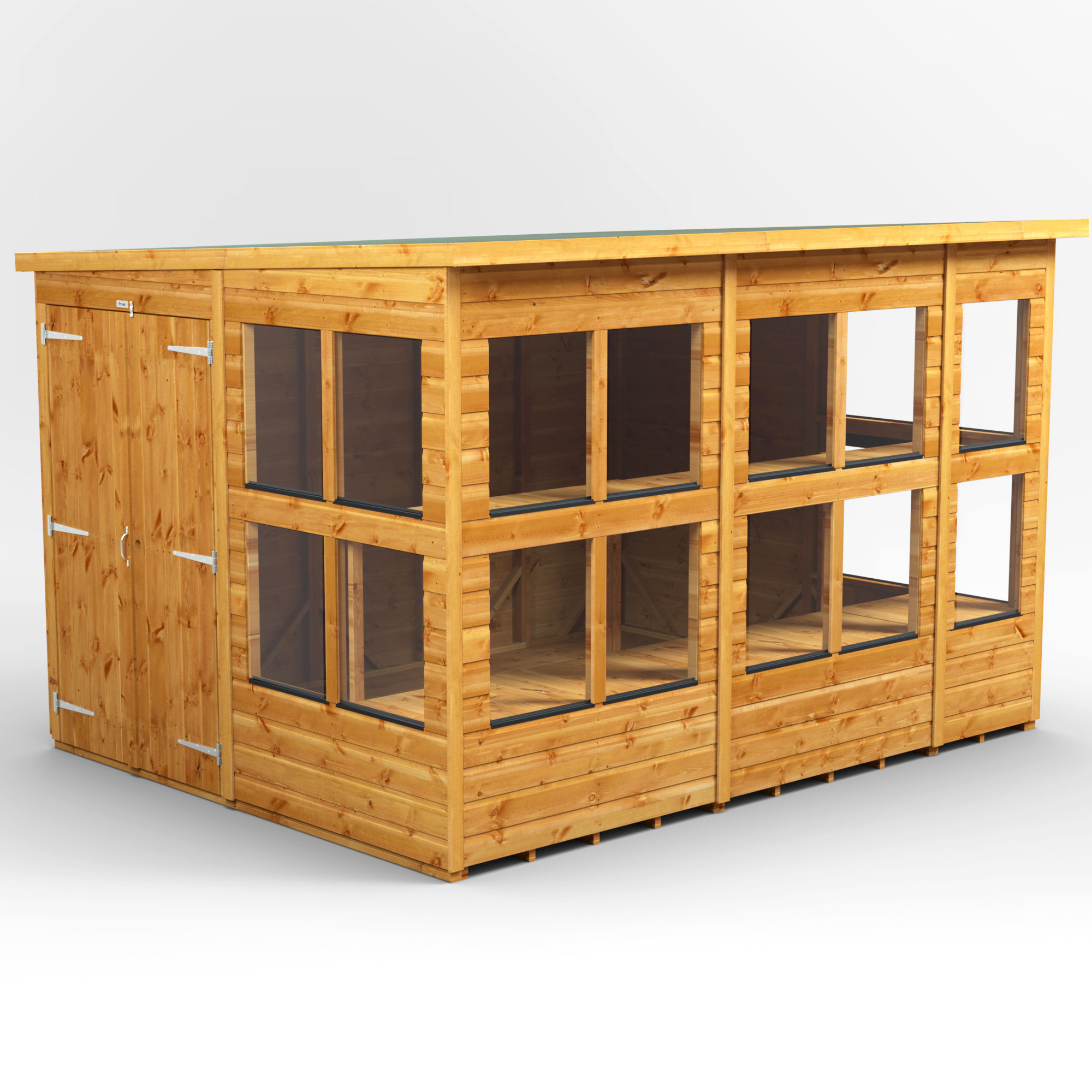 10x8 Power Pent Double Door Potting Shed