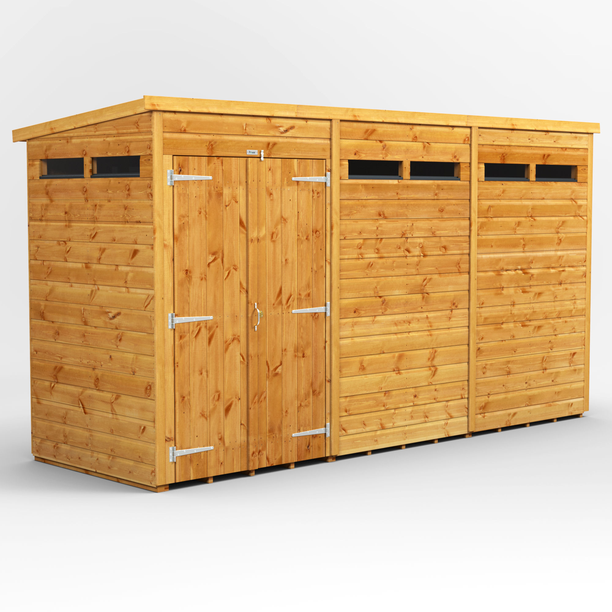 12x4 Power Pent Security Shed Double Door