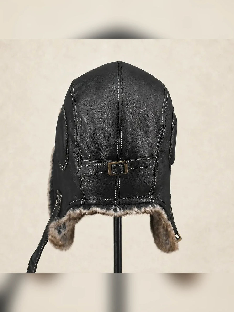 Thumbnail: Unisex Vintage Style Genuine Sheep Leather Aviator Hat