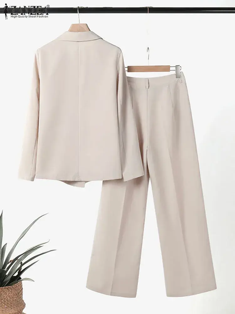 Thumbnail: ZANZEA Korean Fashion Trousers Blazer Suits Blazer Tops Solid Color