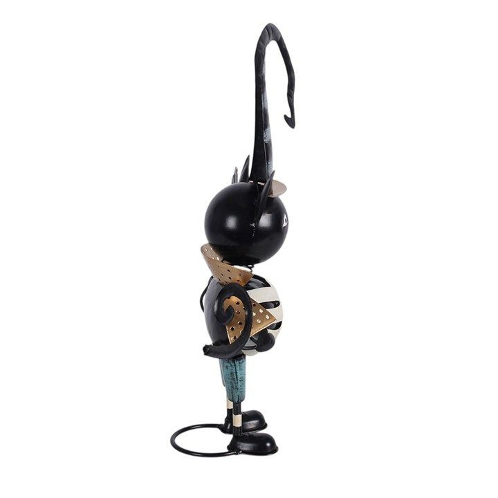 Thumbnail: Metal Black Cat Ornament with Witch Hat