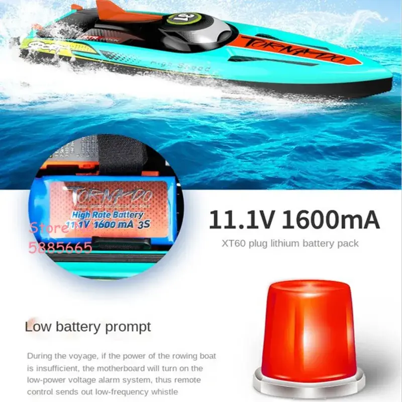 Thumbnail: 80km/H High Speed Large Brushless Racing RC Boat 200M 360° Steering