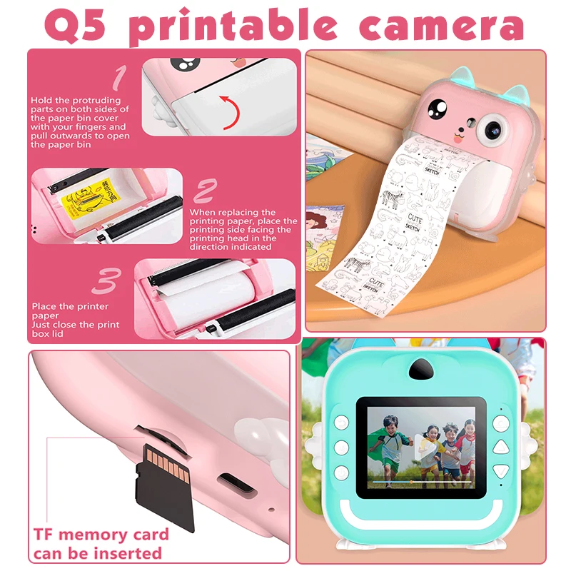 Thumbnail: Children 1080P HD Digital Camera Toys Instant Print for Kids Thermal Print Camer