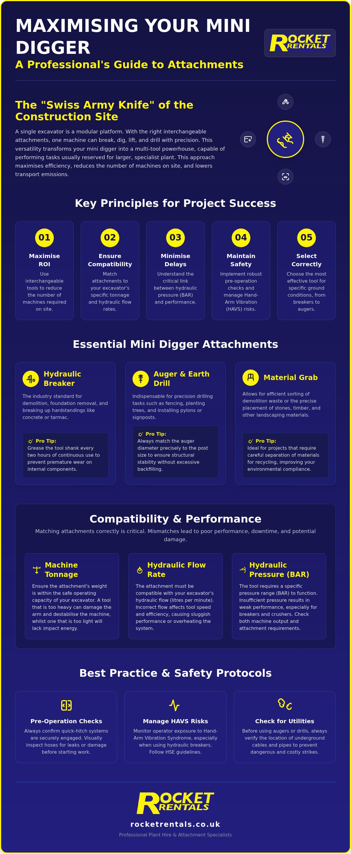 Mini digger attachments hire