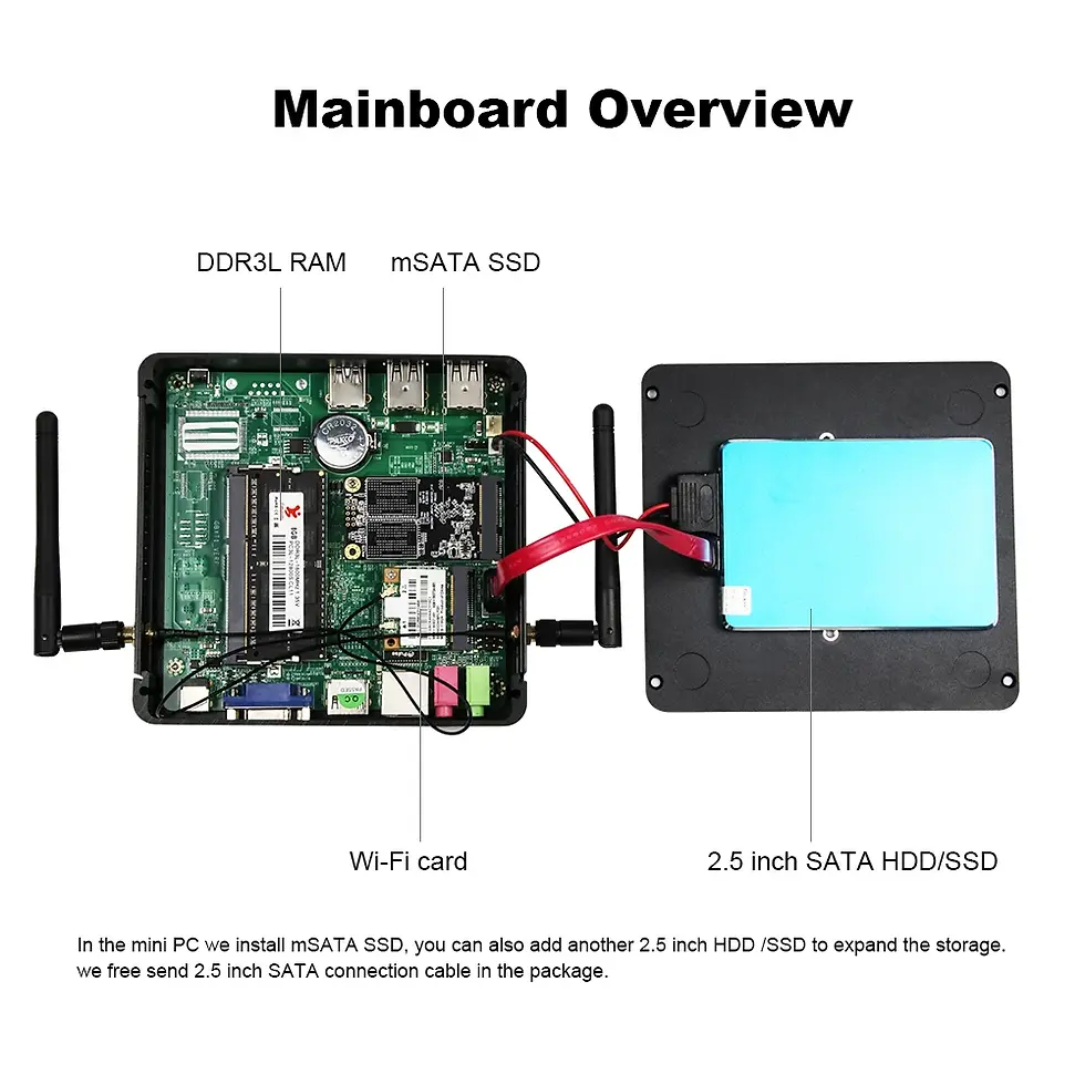 Thumbnail: XCY Fanless Mini PC Intel Core I7 4500U I5 4200U Gigabit Ethernet HDMI
