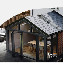 Warm roof conservatory, modern design, detached house