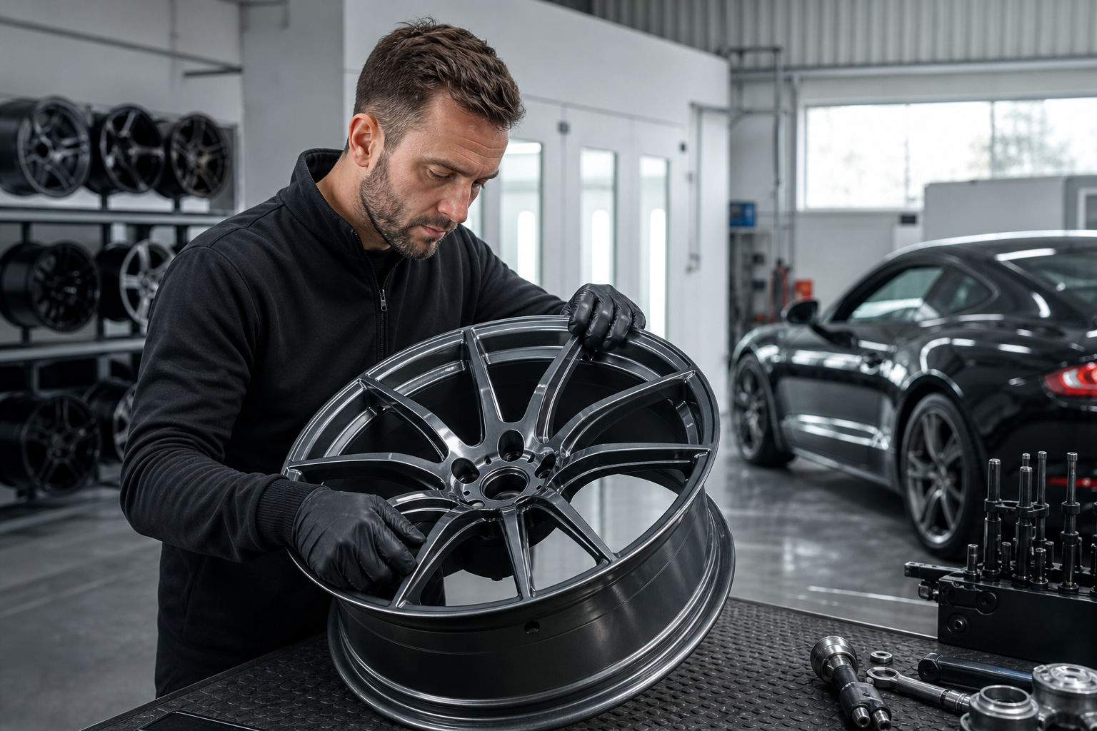 Wheel painting with dedicated shop finish in Doncaster