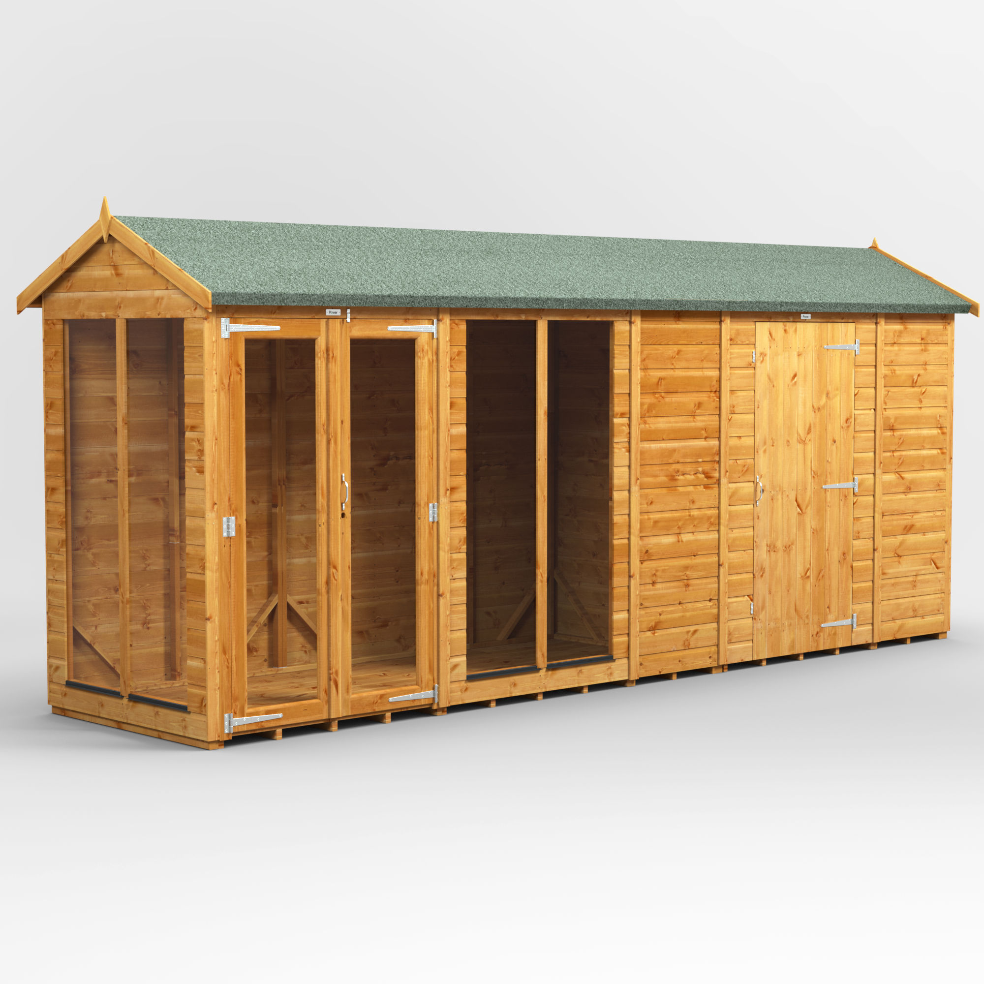 16x4 Power Apex Summerhouse Combi including 6ft Side Store
