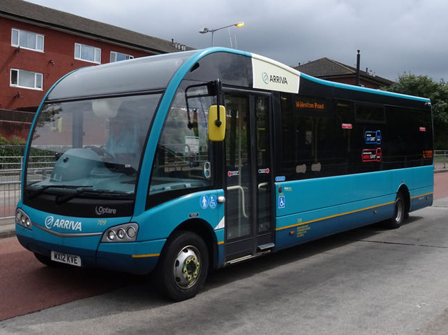 Seen at Halton Hospital on the Runcorn Busway is ex Windsford Optare Solo SR reg: MX12 KVE No: 709 working the 3A Weston Point circular service. Nice to see some variety!