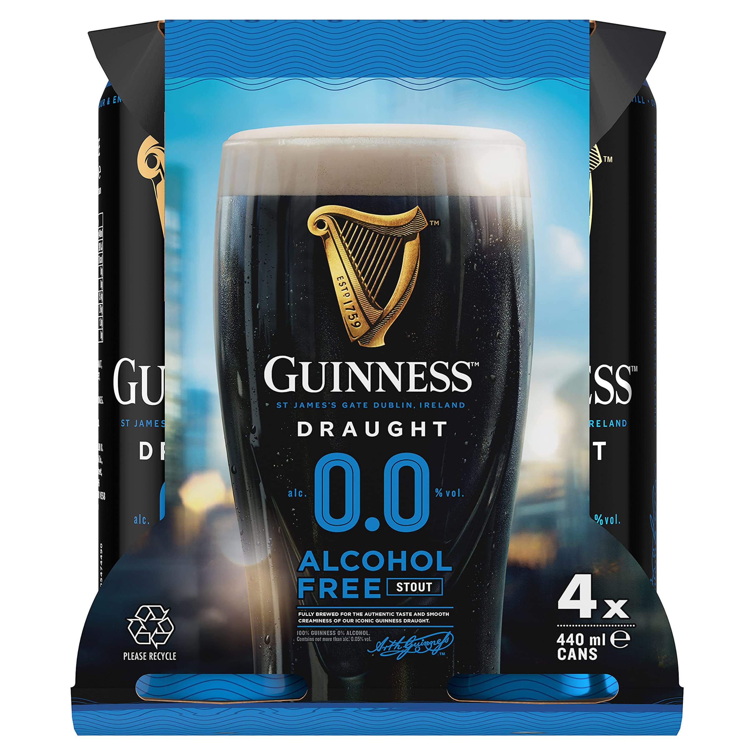 Guinness Draught 0.0% Stout Beer Can 0% Vol 24 x 500ml