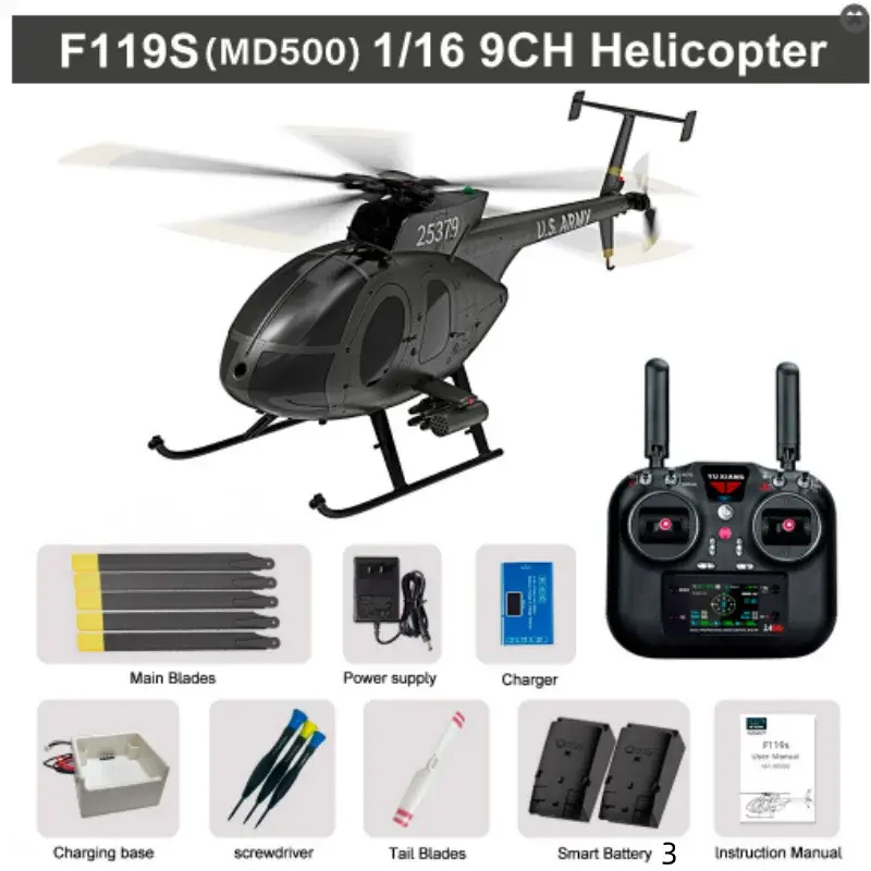 Thumbnail: New YUXIANG F119S(MD500) Helicopter 9CH GPS 1/16 Optical Flow Brushless