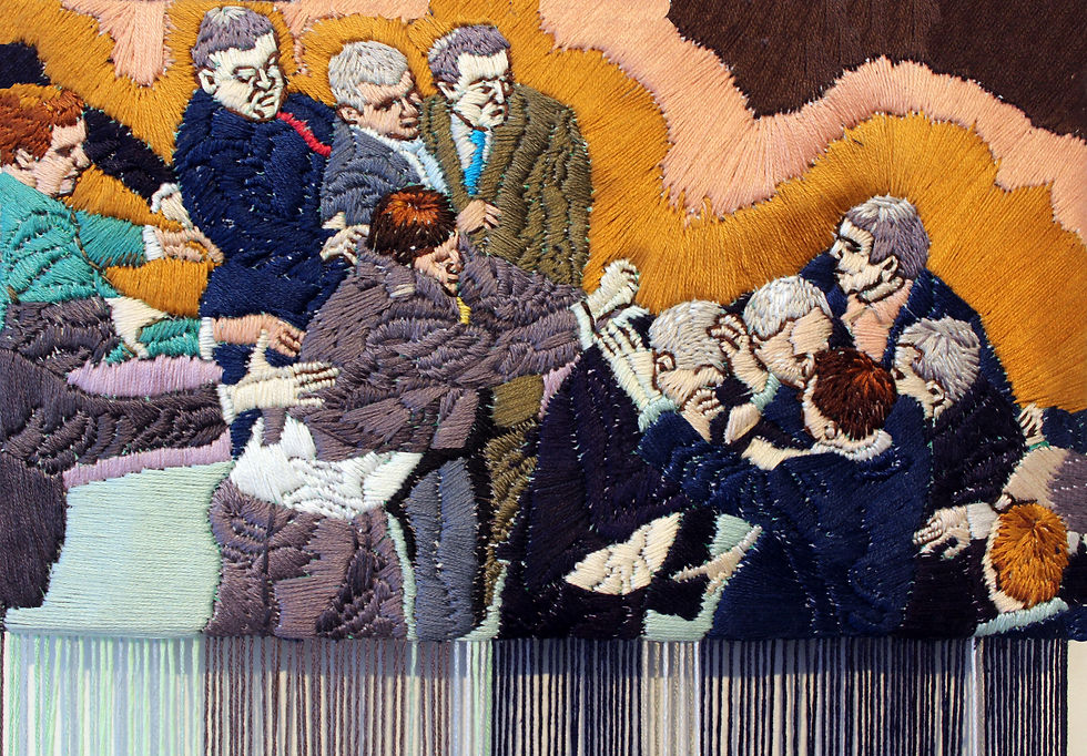 Mexico - panel detail/embroidery thread on cotton, 2016