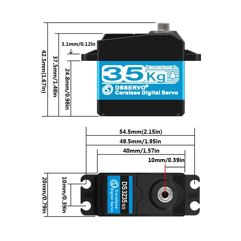 Thumbnail: 1X Servo 35kg High Torque Coreless Servo Motor Digital and Waterproof