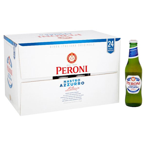 Thumbnail: Peroni Nastro Azzurro Beer Lager Bottles 24x330ml