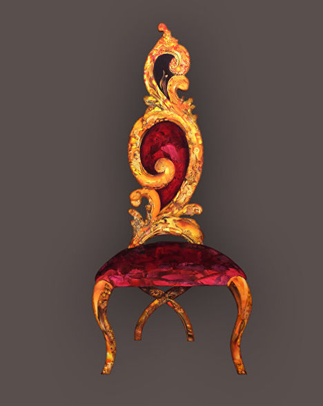 Renaisansse chair with collage