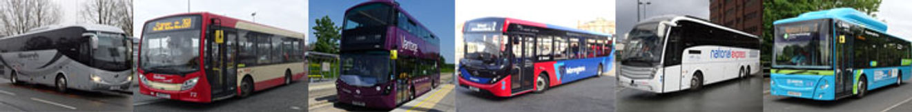 Photographs stitched together of different buses taken in the North West of England