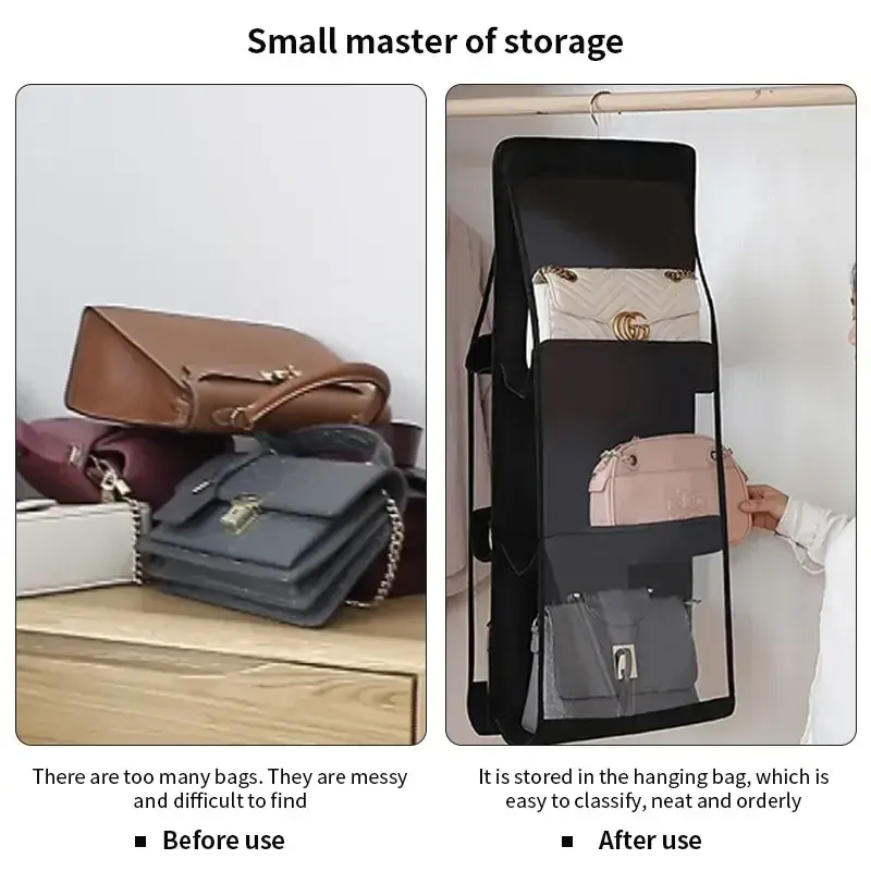 Thumbnail: Hanging Handbag Organizer with 8 Storage Pockets