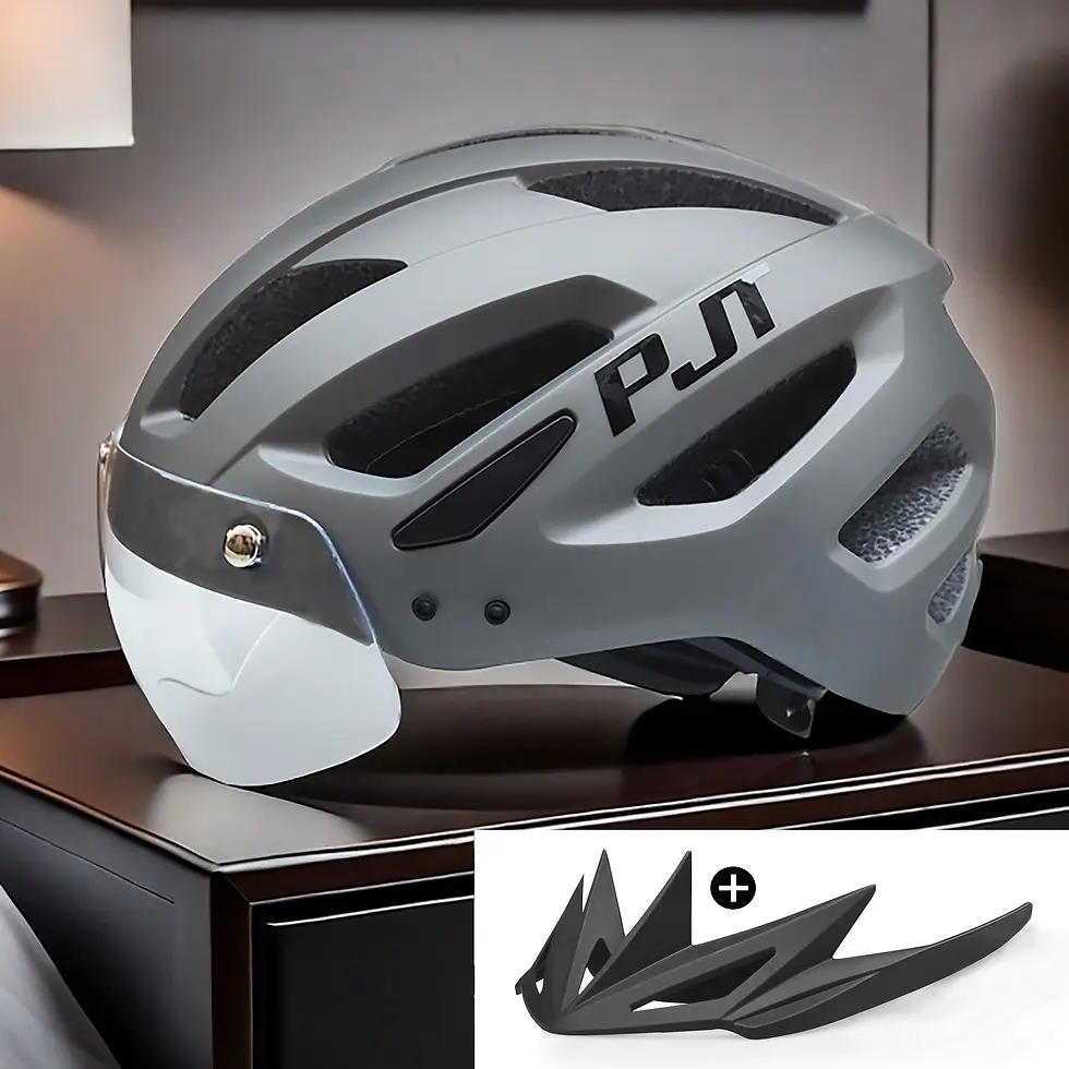 Thumbnail: PJT Adult Bike Helmet With Rechargeable LED Rear Light Dual Mode Goggle