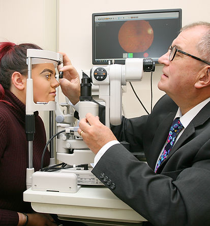 Sam performing an eye test