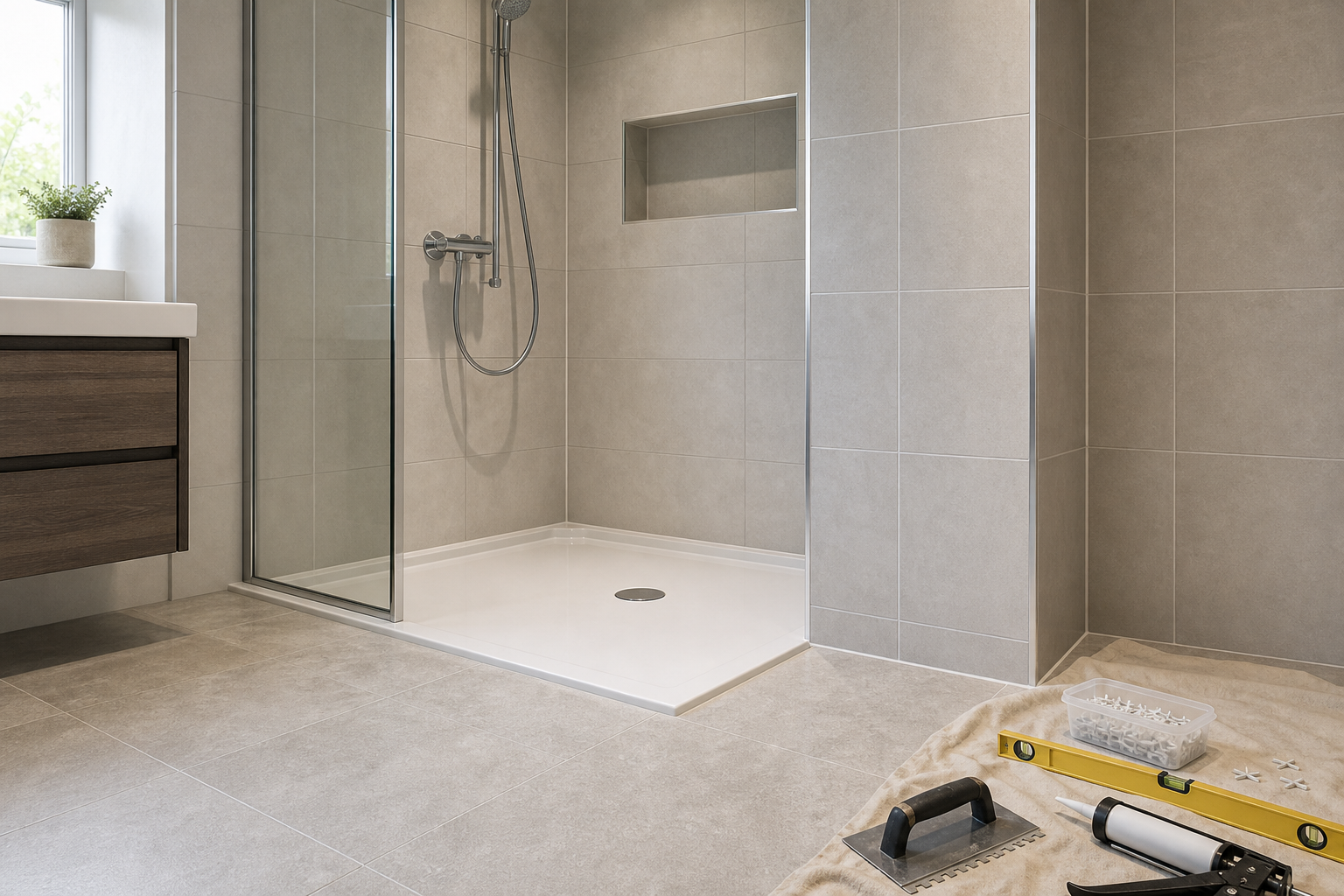 Bathroom tiling done in one day for homes in Cardiff