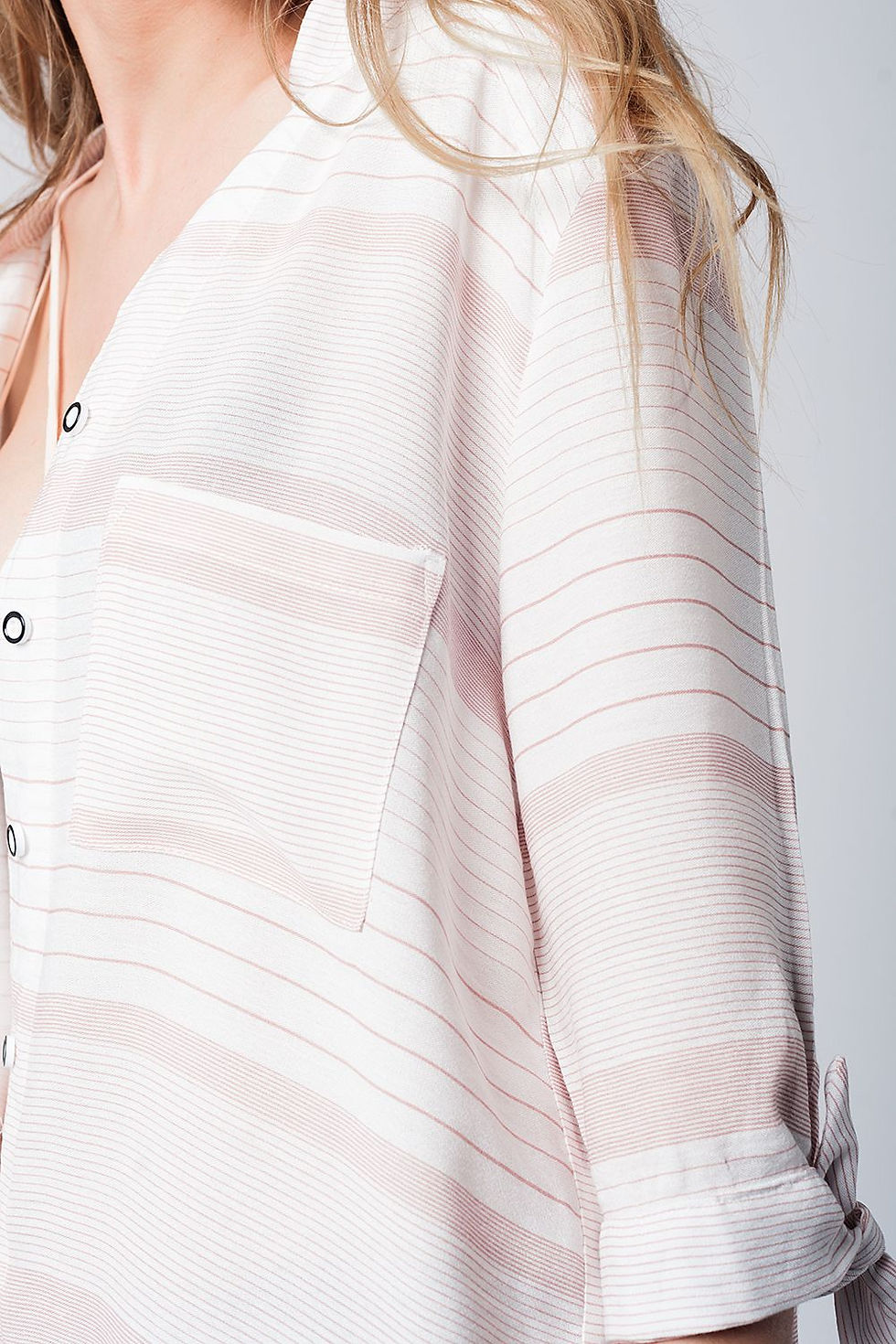 Thumbnail: Pink Stripe Shirt With Tie Sleeves