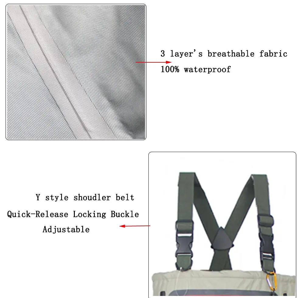 Thumbnail: Men's Fishing Chest Waders Breathable Stocking Foot Wader Lightweight