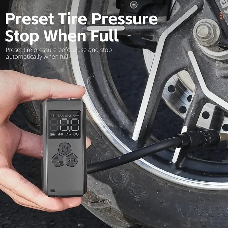 Thumbnail: WEST BIKING Mini Electric Bike Pump 150PSI Powerful Air Compressor