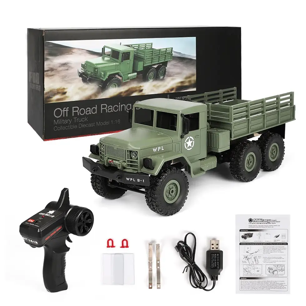 Thumbnail: WPL 1:16 B16 2.4G Remote Control Military Truck RTR/KIT Version Six-