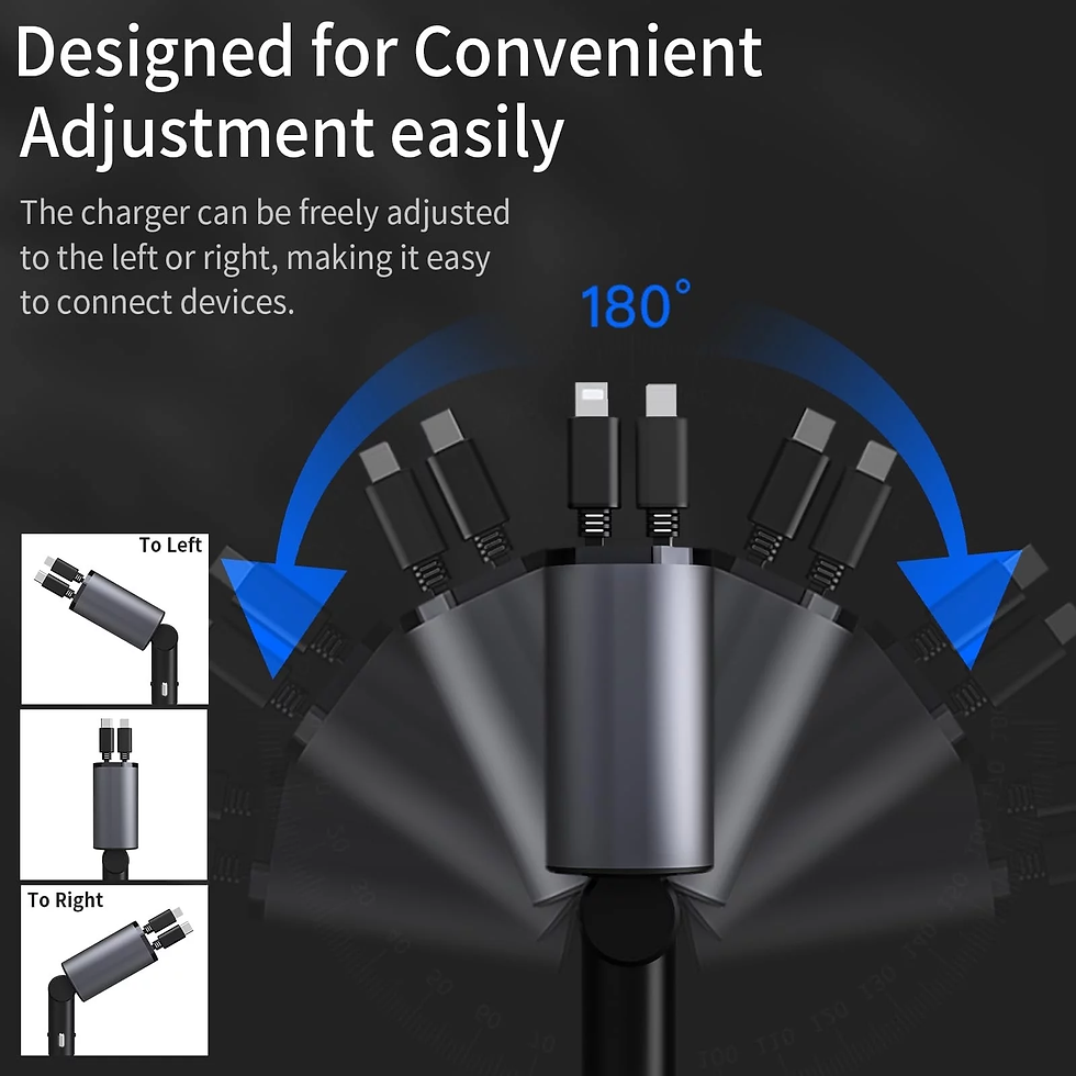 Thumbnail: 4 in 1 Retractable Car Charger, 100W Fast Car Phone Charger with Iphone and Type