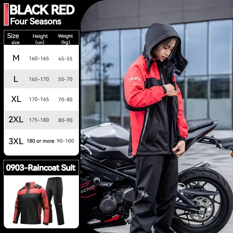 Thumbnail: SULAITE Motorcycle Raincoat Suits Men Waterproof Rain Gear Rain Jacket Reflect