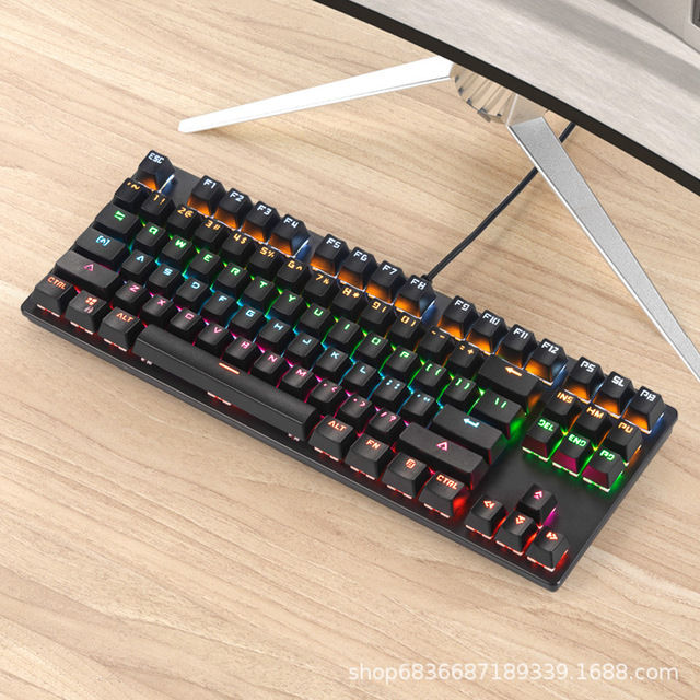 Thumbnail: Gaming Mechanical Keyboard Game Anti-Ghosting RGB Mix Backlit Blue Switch 87k