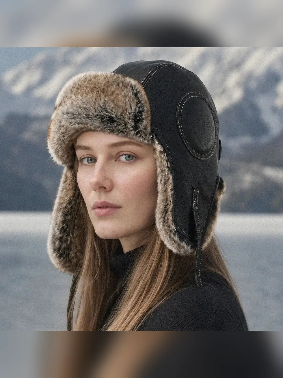 Thumbnail: Unisex Vintage Style Genuine Sheep Leather Aviator Hat