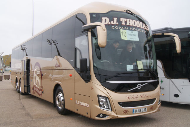 Seen today in Blackpool at the Coach Rally is  new Volvo 9900 coach of T J Thomas reg: DJ19 DJT.  Please do explore the rest of the coaches photographed at Blackpool today by clicking on the photograph.  