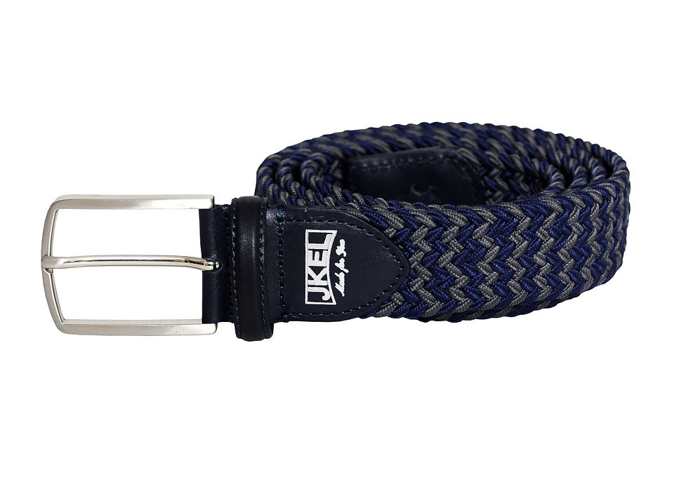 Elba Navy/Grey Striped Men Stretch Belt