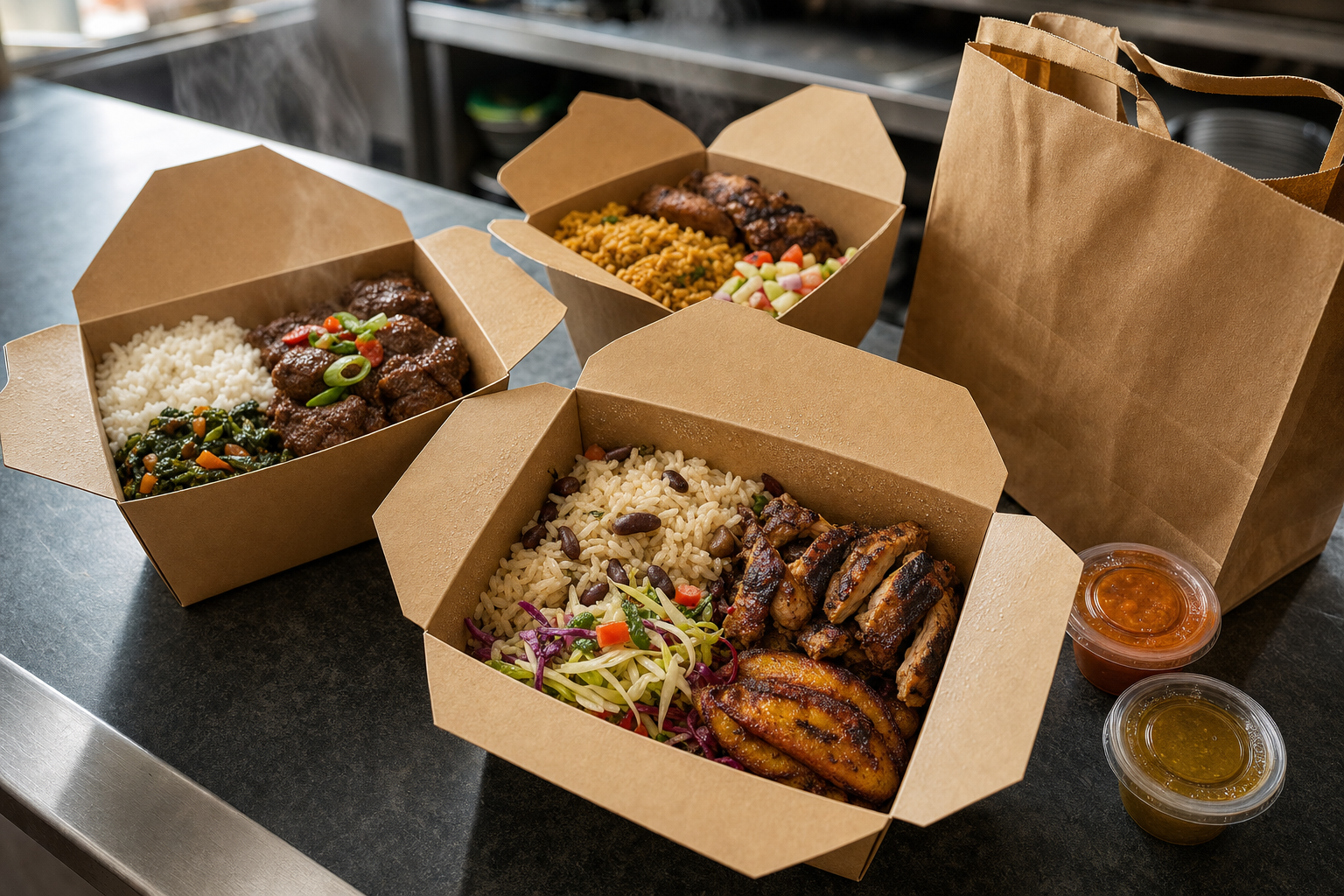 Caribbean takeaway prepared in Hemel Hempstead for delivery to Abbots Langley