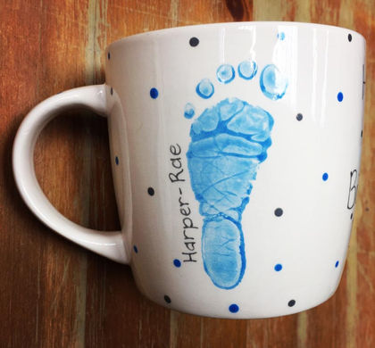 Baby footprint on a mug