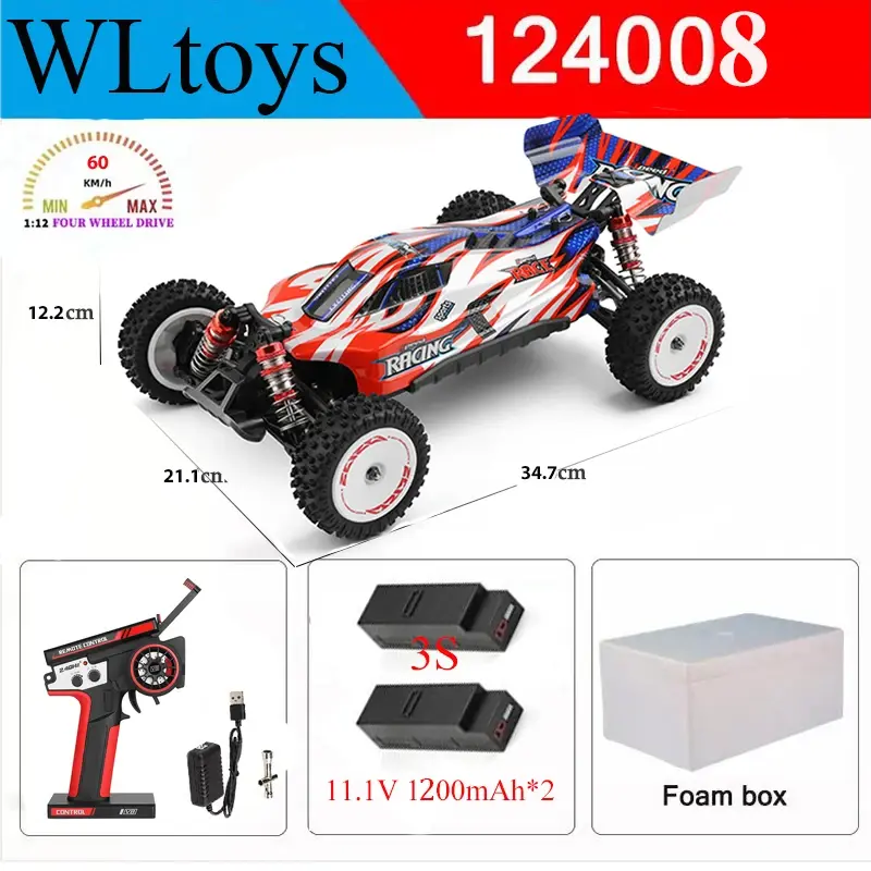 Thumbnail: Wltoys New 124017-V8 1/12 2.4G Racing RC Cars 4WD Brushless Motor 75Km/H High