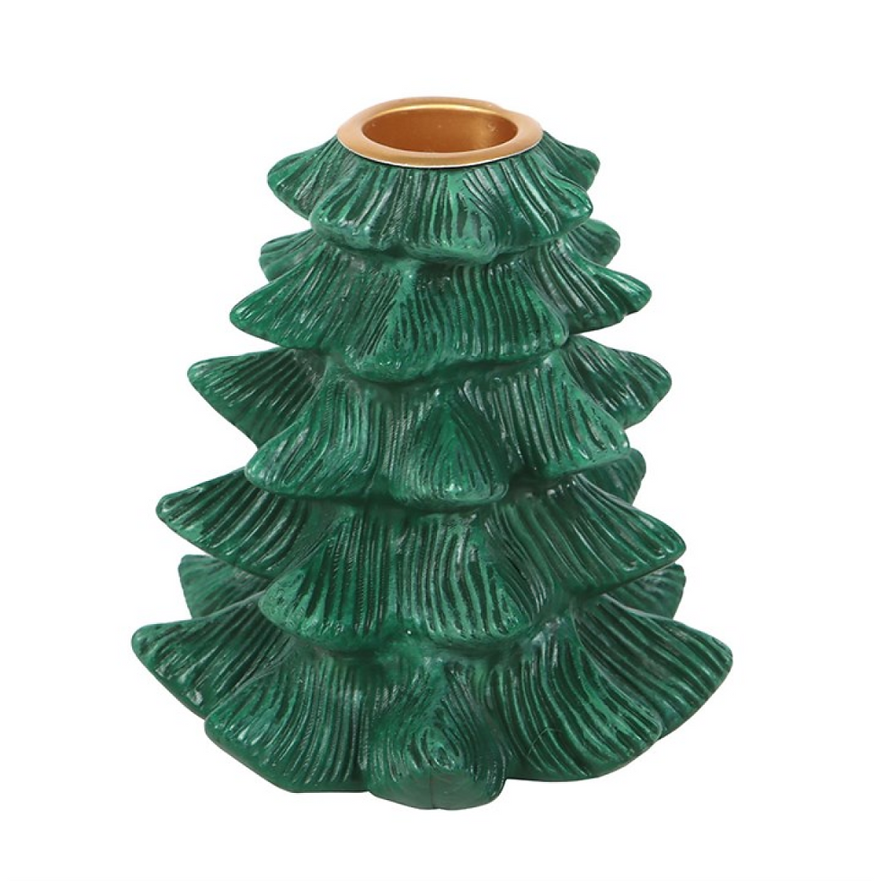 Thumbnail: Green Fir Tree Candle Holder with Taper Candle