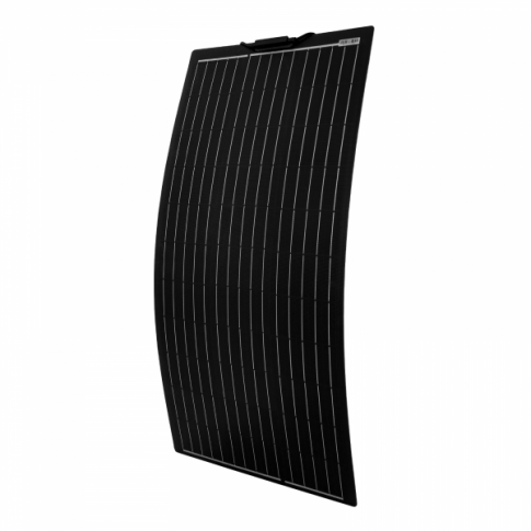 100W black reinforced narrow semi-flexible solar panel with a durable ETFE coati