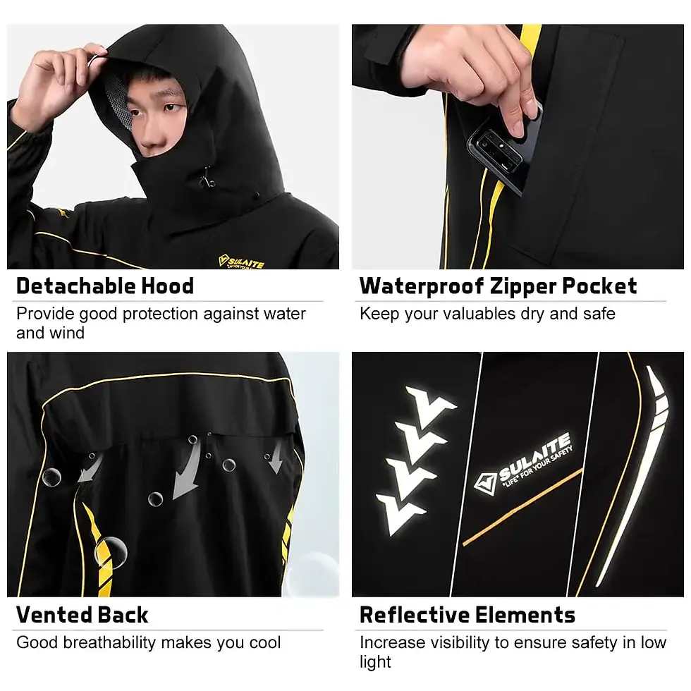 Thumbnail: SULAITE Motorcycle Raincoat Suits Men Waterproof Rain Gear Rain Jacket Reflect